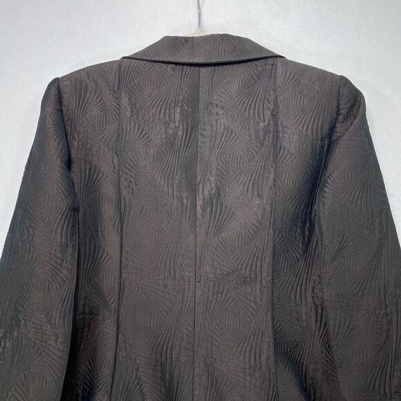 Albert Nipon Blazer Women 14 Brown Short Formal Career Embossed Evening Work Y2K - Picture 5 of 13